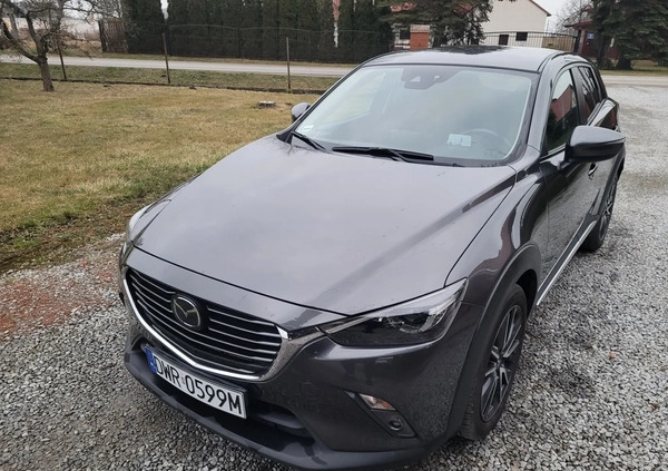 Mazda CX-3 cena 64900 przebieg: 106154, rok produkcji 2018 z Wrocław małe 326